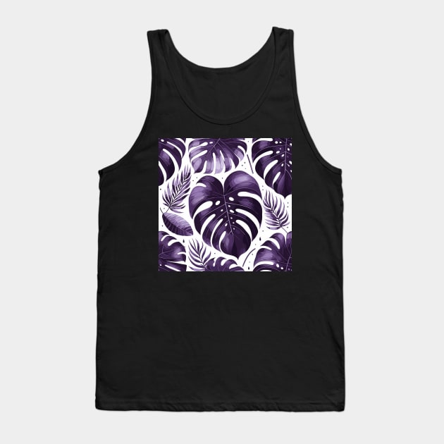 Monstera Tropical Leaves Tank Top by Siha Arts